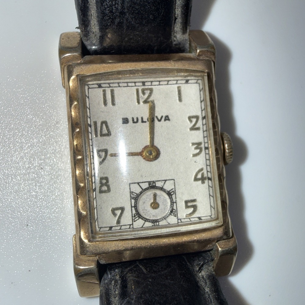 Vintage Bulova 10kt Gold Filled Art Deco Watch Winds And Runs Nice!!